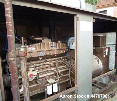 Used Cummins 350 kW standby diesel generator set, Cummins NTTA855G2 engine rated 535 HP @ 1800 RPM, SN-18109439. 3/60/277/480V. 600 Amp main line circuit breaker. Weather enclosure. 215 Hours. Year 1...